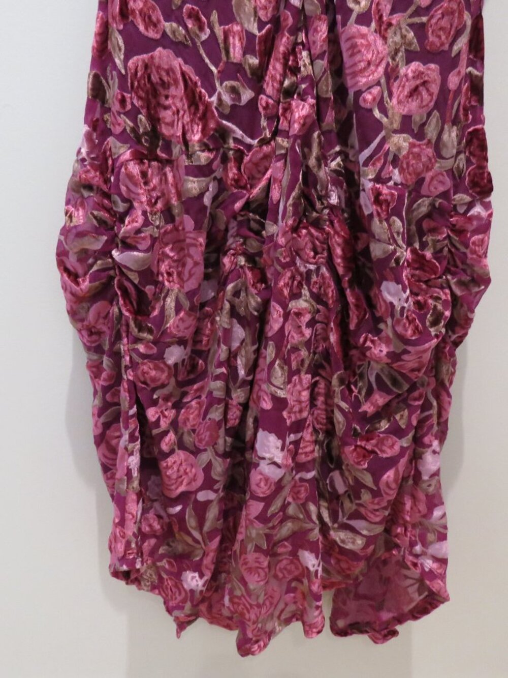 UNIQUE VINTAGE Velvet Burnout Floral Ruched Dress Pink XL Retro Pinup Cocktail - Picture 10 of 15